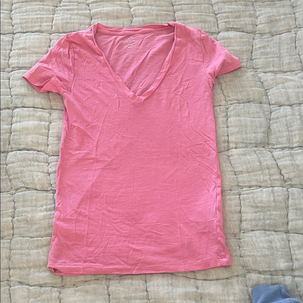 J. Crew Women's Pink V-Neck Short Sleeve Tee